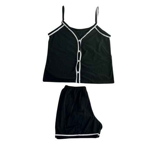 Baby Doll Feminino Americano Alça Liso Preto