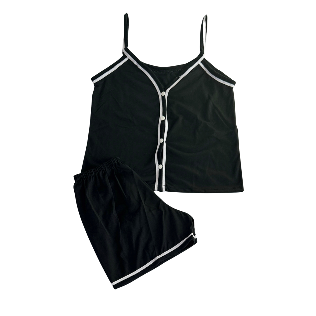 Baby Doll Feminino Americano Alça Liso Preto