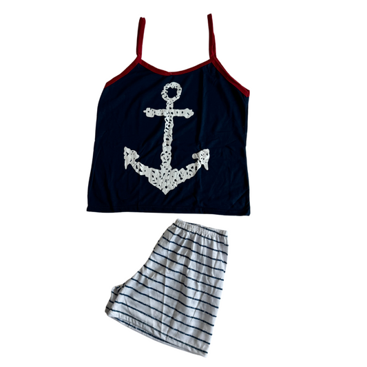 Baby Doll Feminino Alça Âncora Listrado