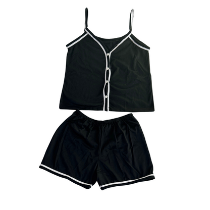 Baby Doll Feminino Americano Alça Liso Preto