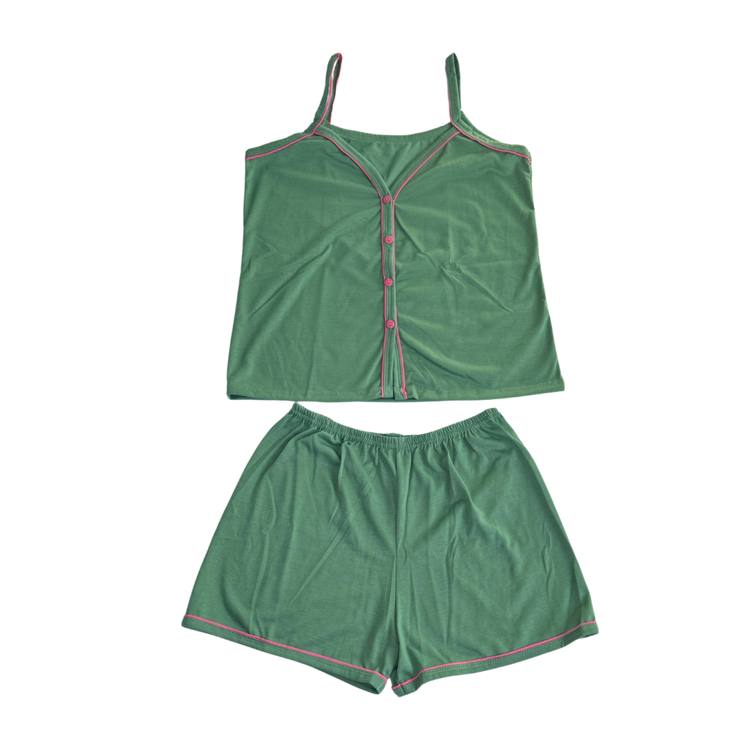 Baby Doll Feminino Americano Alça Liso Verde
