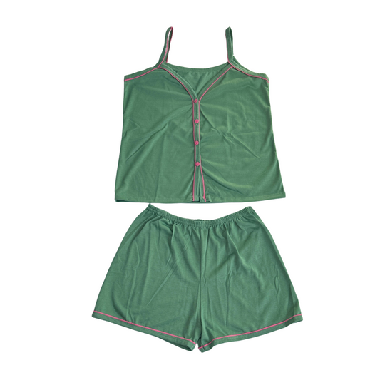 Baby Doll Feminino Americano Alça Liso Verde