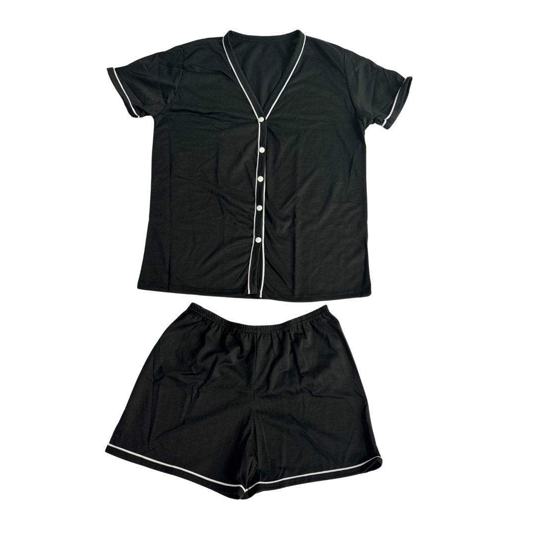 Baby Doll Feminino Americano Manga Curta Liso Preto