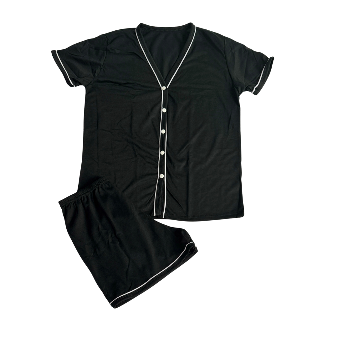 Baby Doll Feminino Americano Manga Curta Liso Preto