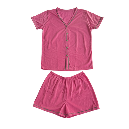 Baby Doll Feminino Americano Manga Curta Liso Rosa