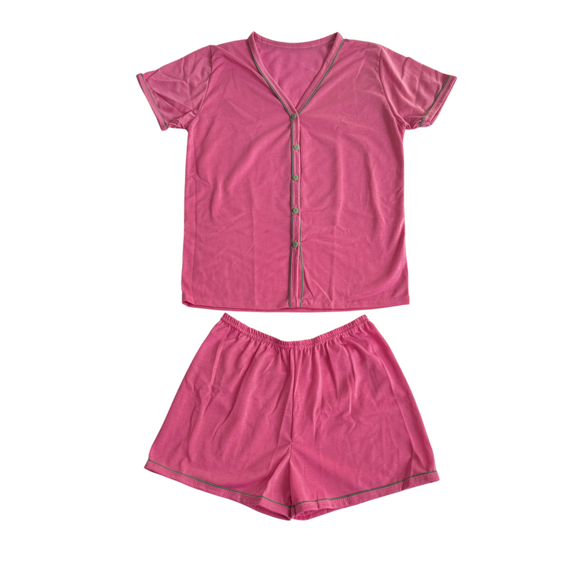 Baby Doll Feminino Americano Manga Curta Liso Rosa