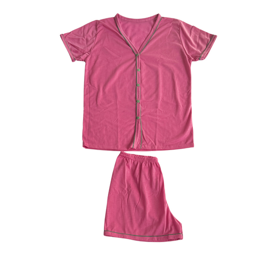 Baby Doll Feminino Americano Manga Curta Liso Rosa