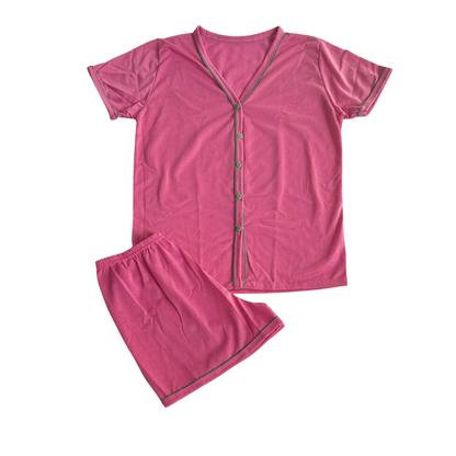 Baby Doll Feminino Americano Manga Curta Liso Rosa