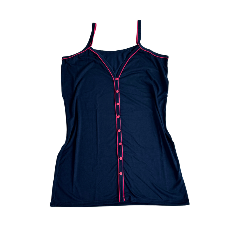 Camisola Feminina Americana Alça Liso Marinho