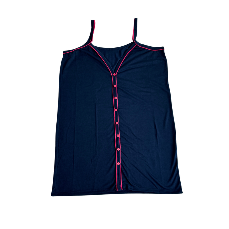 Camisola Feminina Americana Alça Liso Marinho