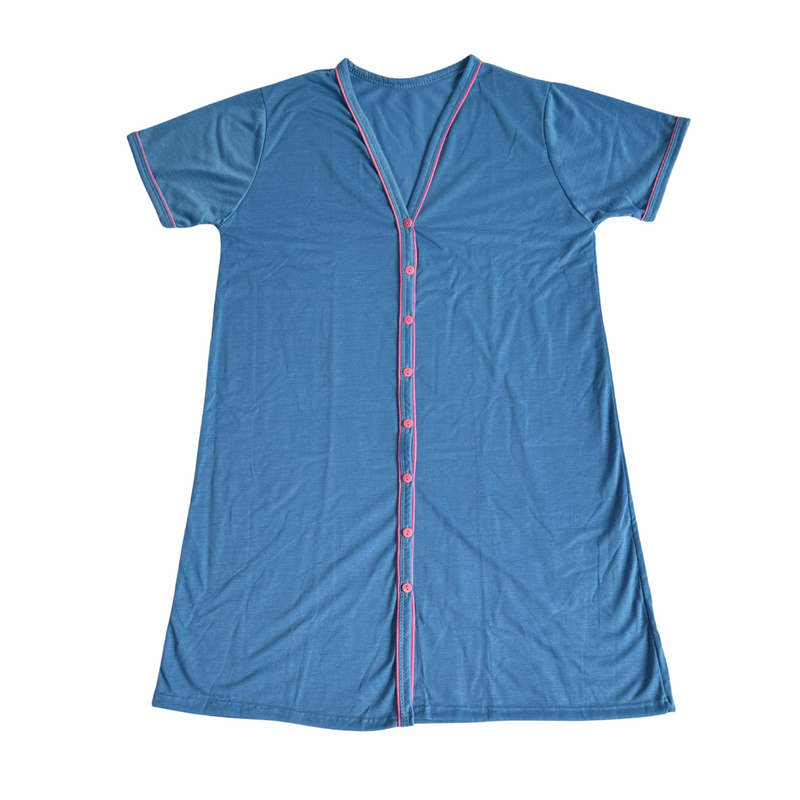 Camisola Feminina Americana Manga Curta Liso Azul