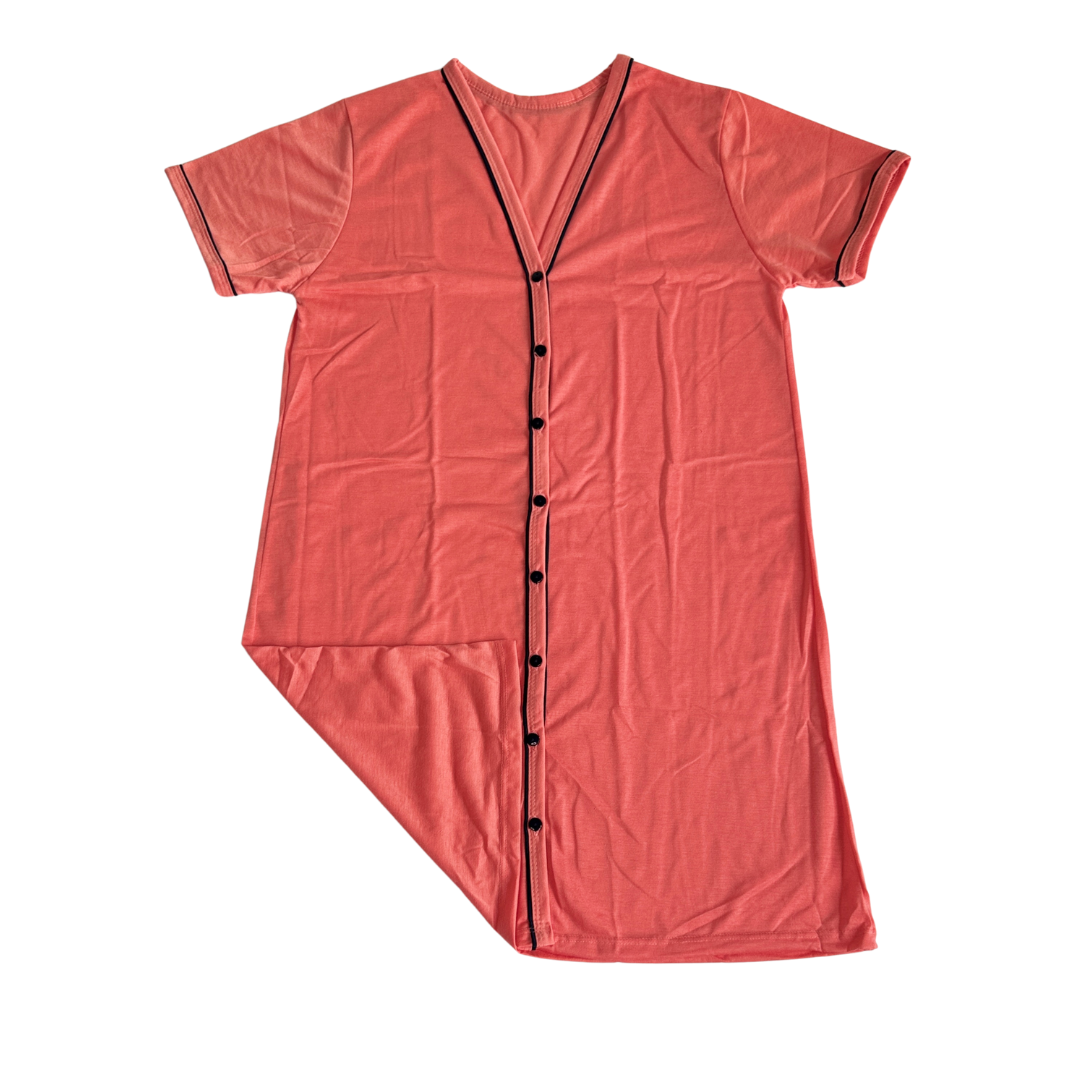 Camisola Feminina Americana Manga Curta Liso Coral