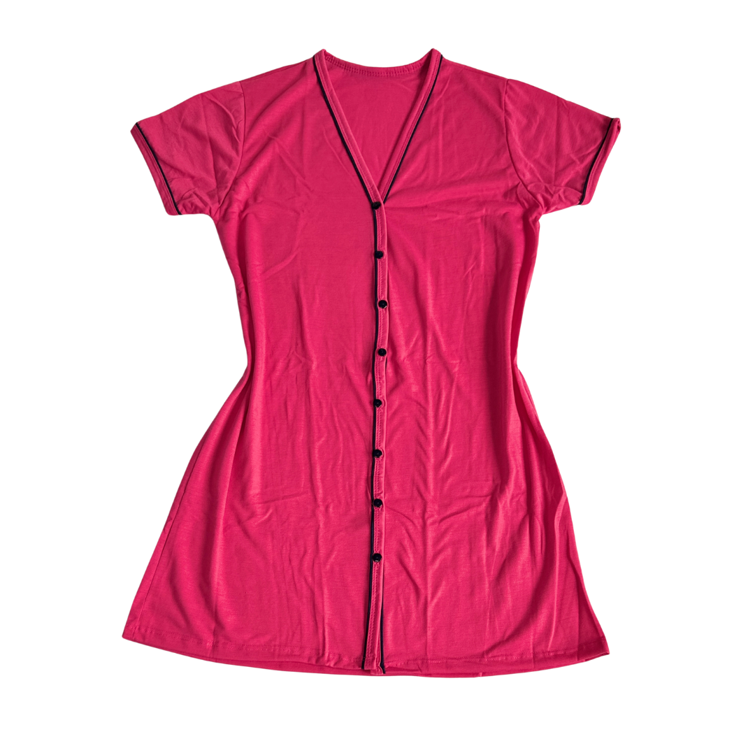 Camisola Feminina Americana Manga Curta Liso Pink