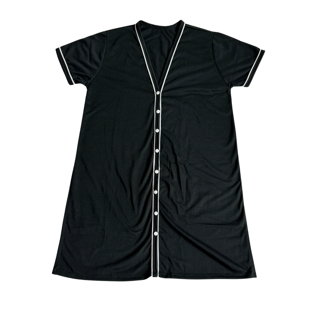 Camisola Feminina Americana Manga Curta Liso Preta