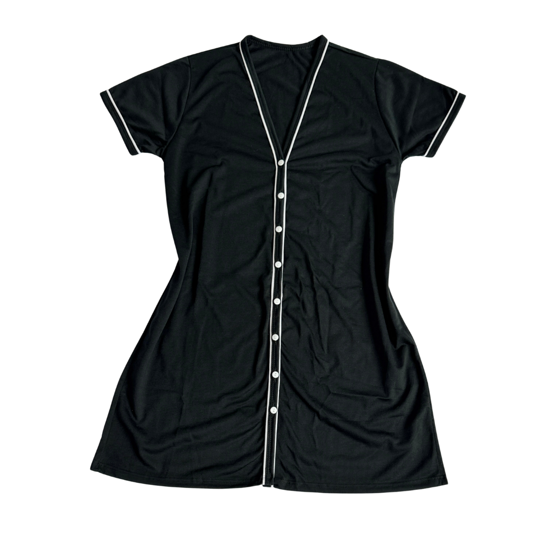 Camisola Feminina Americana Manga Curta Liso Preta