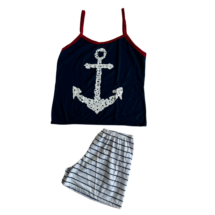 Baby Doll Feminino Alça Âncora Listrado