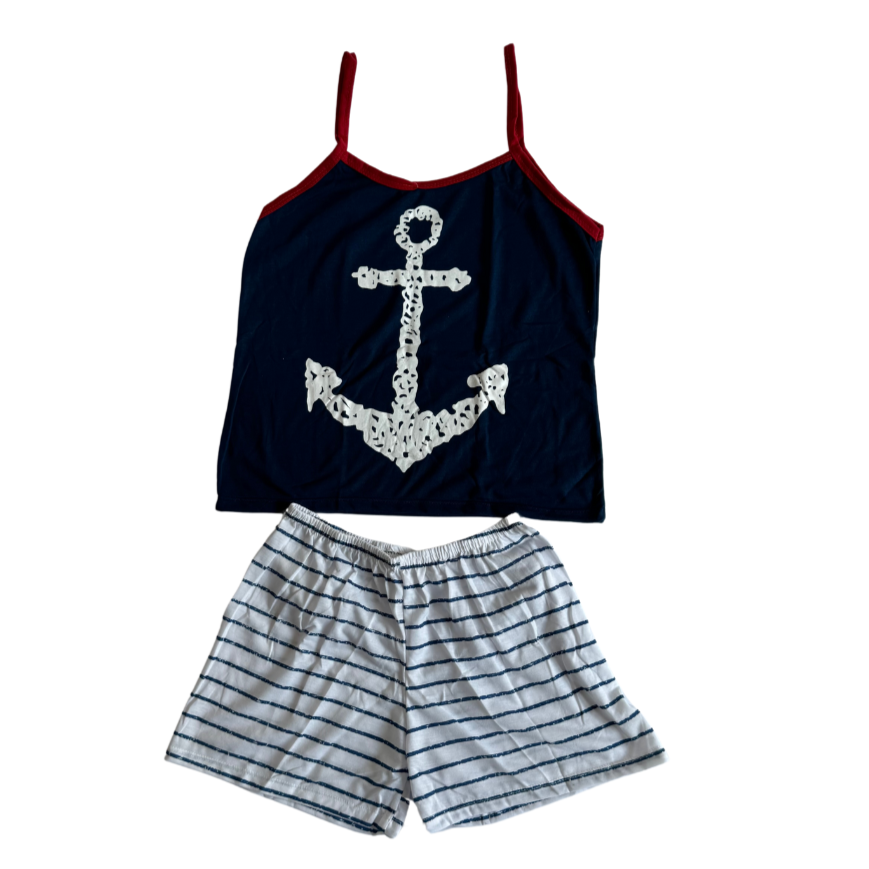 Baby Doll Feminino Alça Âncora Listrado