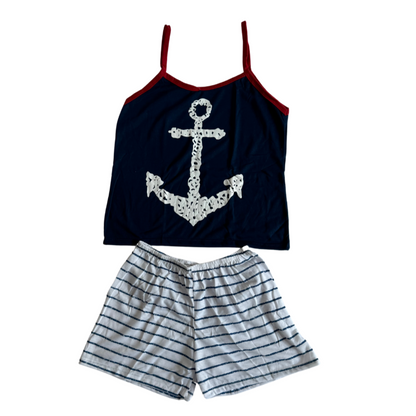 Baby Doll Feminino Alça Âncora Listrado