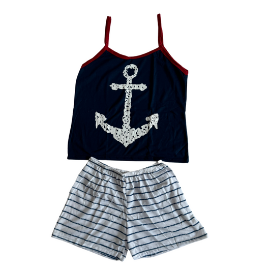 Baby Doll Feminino Alça Âncora Listrado