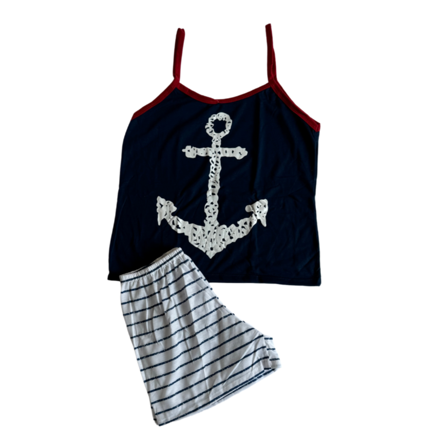 Baby Doll Feminino Alça Âncora Listrado