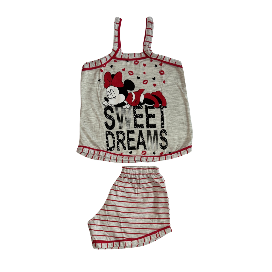 Baby Doll Infantil Alça Minnie Sweet Dreams Vermelho