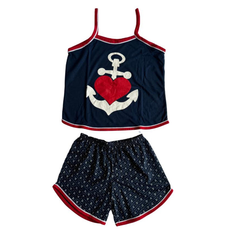 Baby Doll Feminino Alça Âncora Marinho