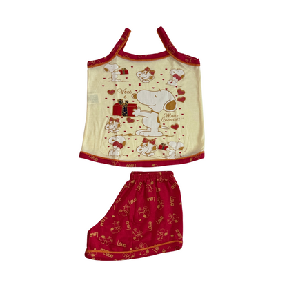 Baby Doll Infantil Alça Snoopy Bege