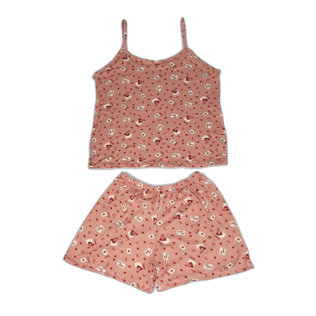 Baby Doll Feminino Alça Love Coral Suede