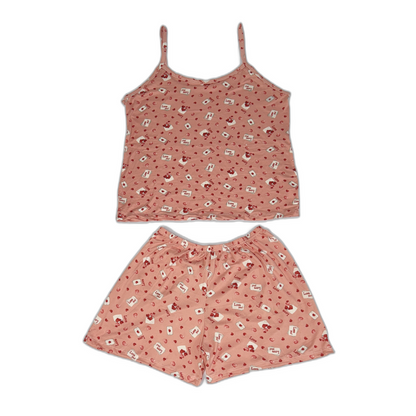 Baby Doll Feminino Alça Love Coral Suede