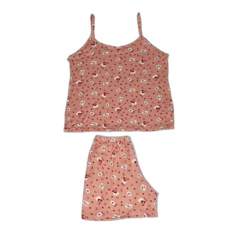 Baby Doll Feminino Alça Love Coral Suede