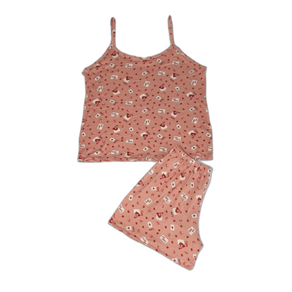 Baby Doll Feminino Alça Love Coral Suede