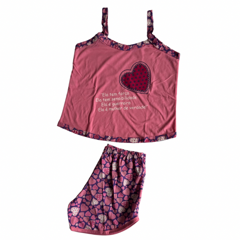 Baby Doll Feminino Alça Mulher de Verdade Rosa