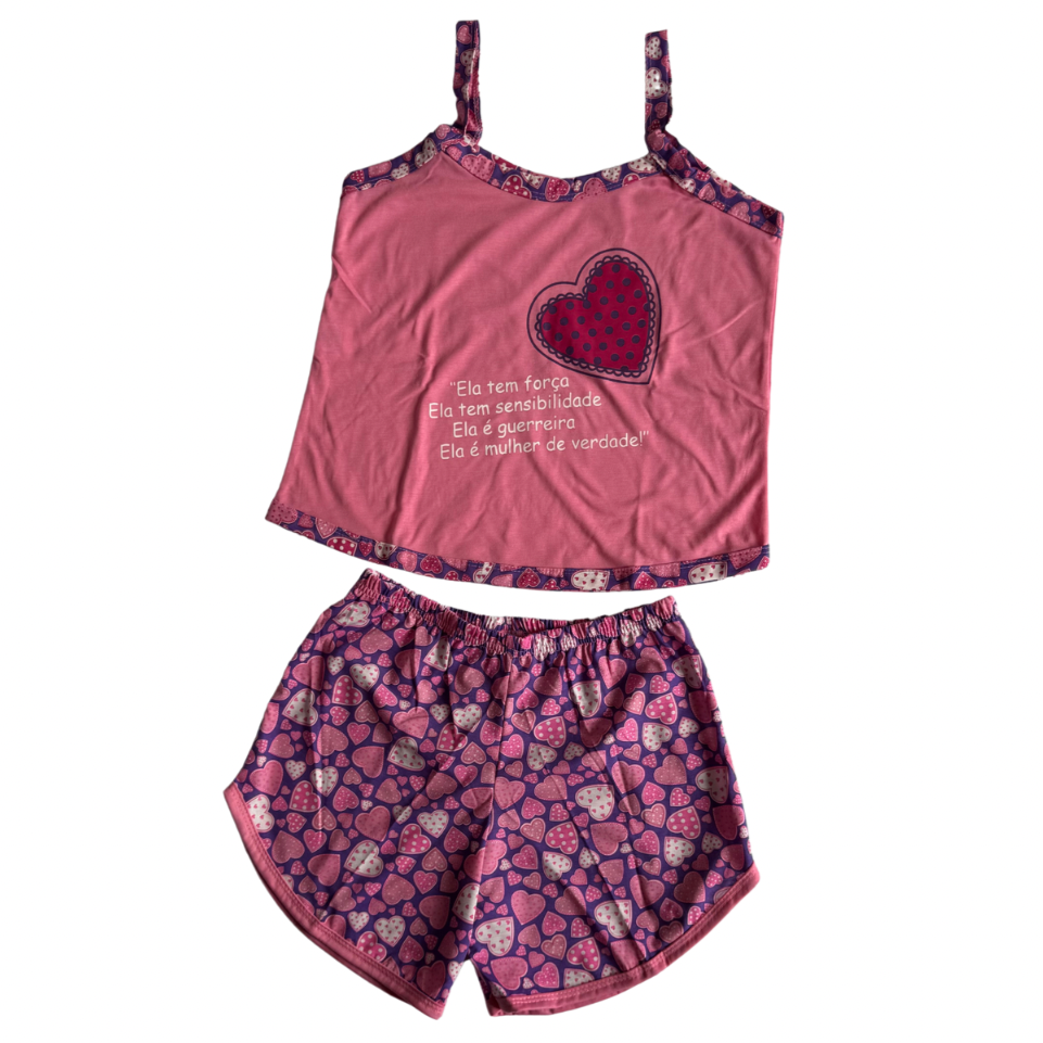 Baby Doll Feminino Alça Mulher de Verdade Rosa